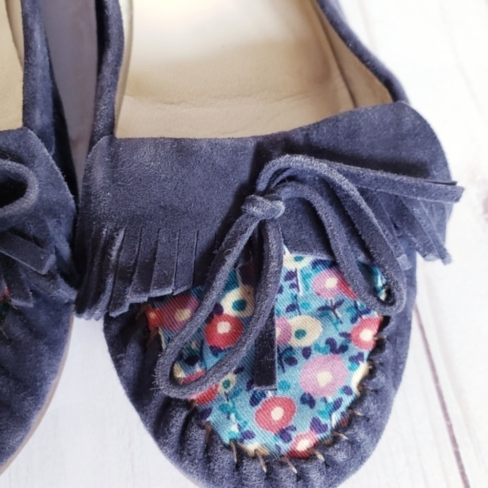 Marc Jacobs Floral Suede Driving Moccasins Blue 38 - Picture 2 of 7